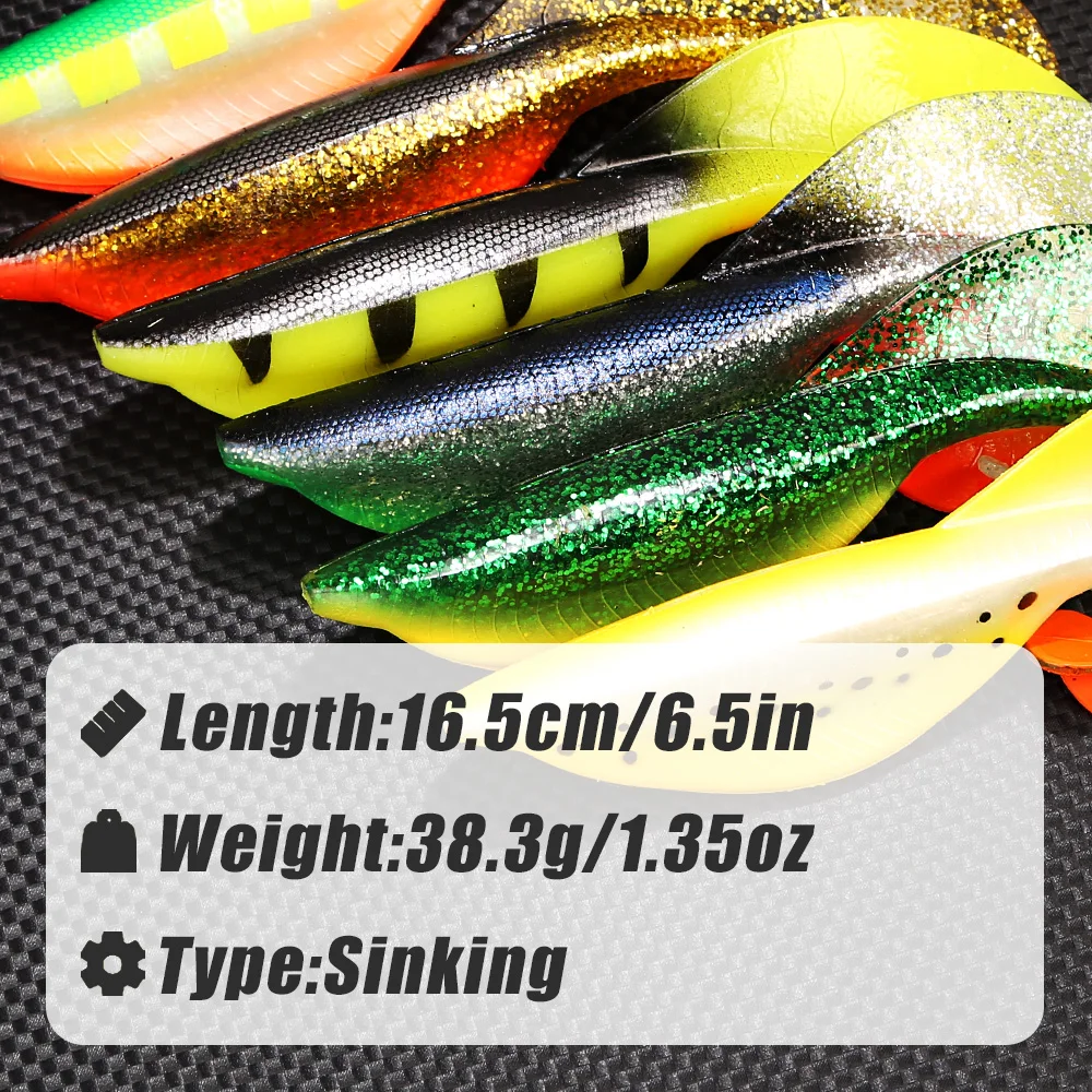 B&U Soft Swimbait Esca da pesca Coda ondulata lunga Big Pike Bait Grub Seducente Swimming Action Rig Jig