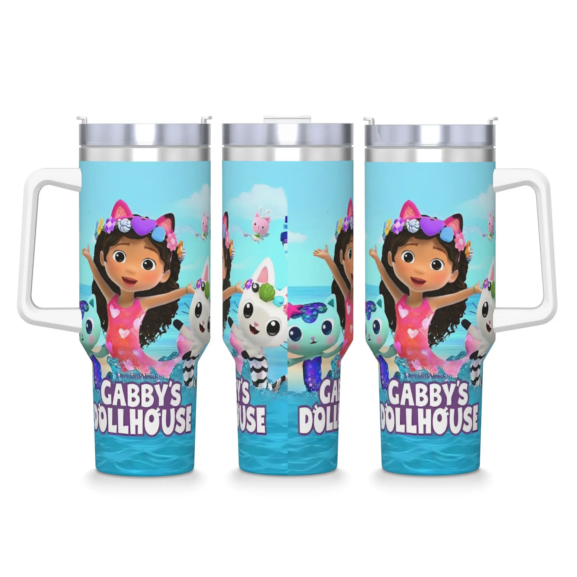 

Мультяшный кукольный домик Gabbys, стакан из нержавеющей стали, дорожные автомобильные кружки, 40 унций, кофейная кружка, герметичная бутылка для холодного напитка, молока, чая, воды