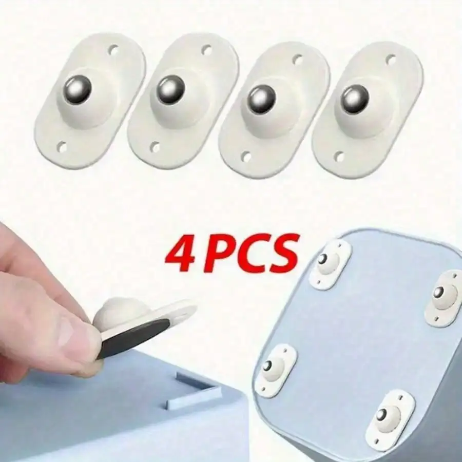4-piece set of self-adhesive mini swivel casters, 360-degree rotating adhesive wheels