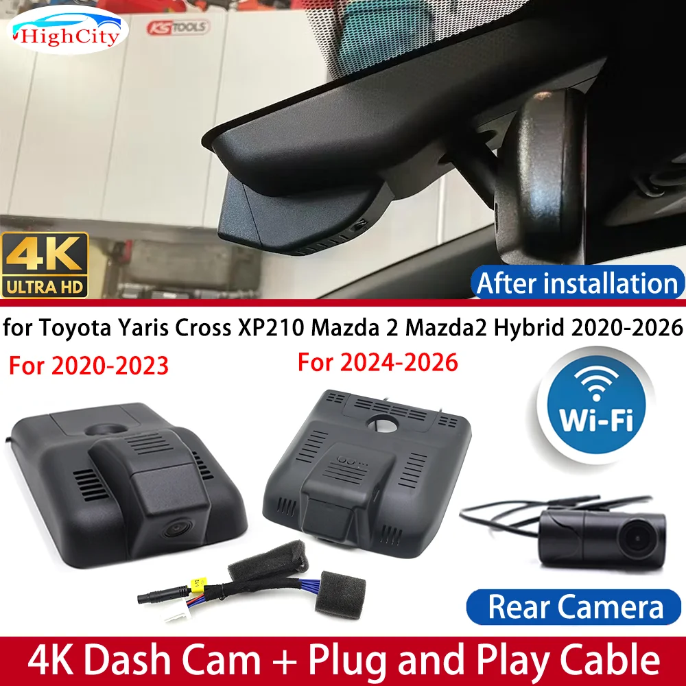 Dash Cam for Toyota Yaris Cross XP210 Mazda 2 Mazda2 Hybrid 2020-2026 4K UHD DVR Wifi Camera Video Recorder Driving Recorder