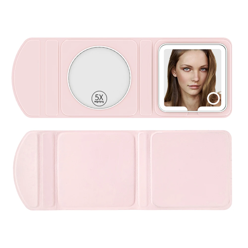 Missmeeca Pocket Mirror Mini Foldable Compact Makeup Mirror Dual-Sided Cute Travel Type-C Charging Port Small Purse Mirror