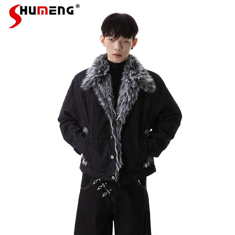 سترات شتوية جديدة للرجال لعام 2025 سترات دافئة بلون واحد سترات رجالية على الطراز الأمريكي مبطنة بالصوف قطع علوية سميكة وأكمام طويلة سترات