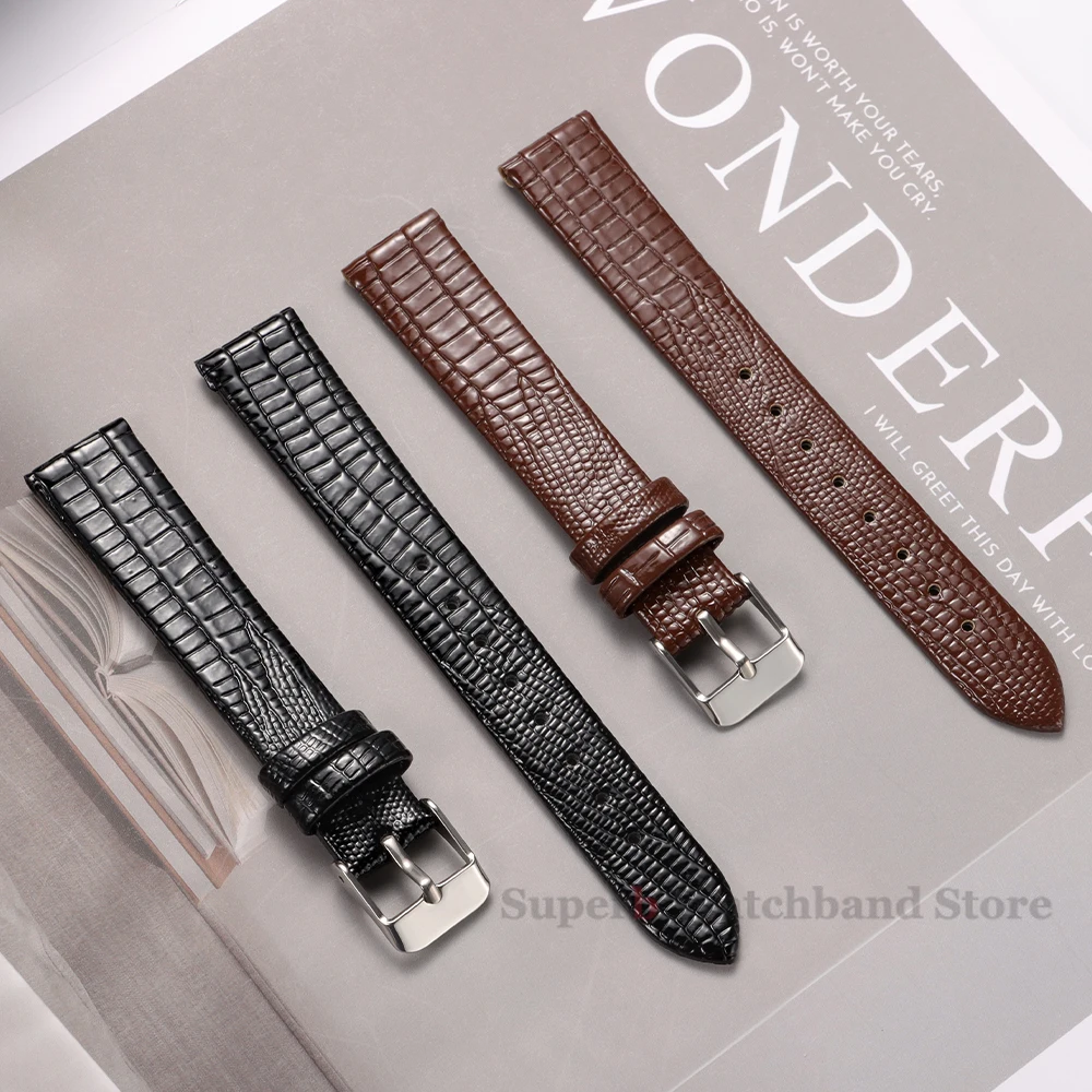 موضة سحلية الملمس الجلود حزام الساعات دبوس مشبك لينة مقاوم للماء حزام ساعة اليد للنساء والرجال 8 مللي متر 10 مللي متر 12 مللي متر 14 مللي متر 16 مللي متر