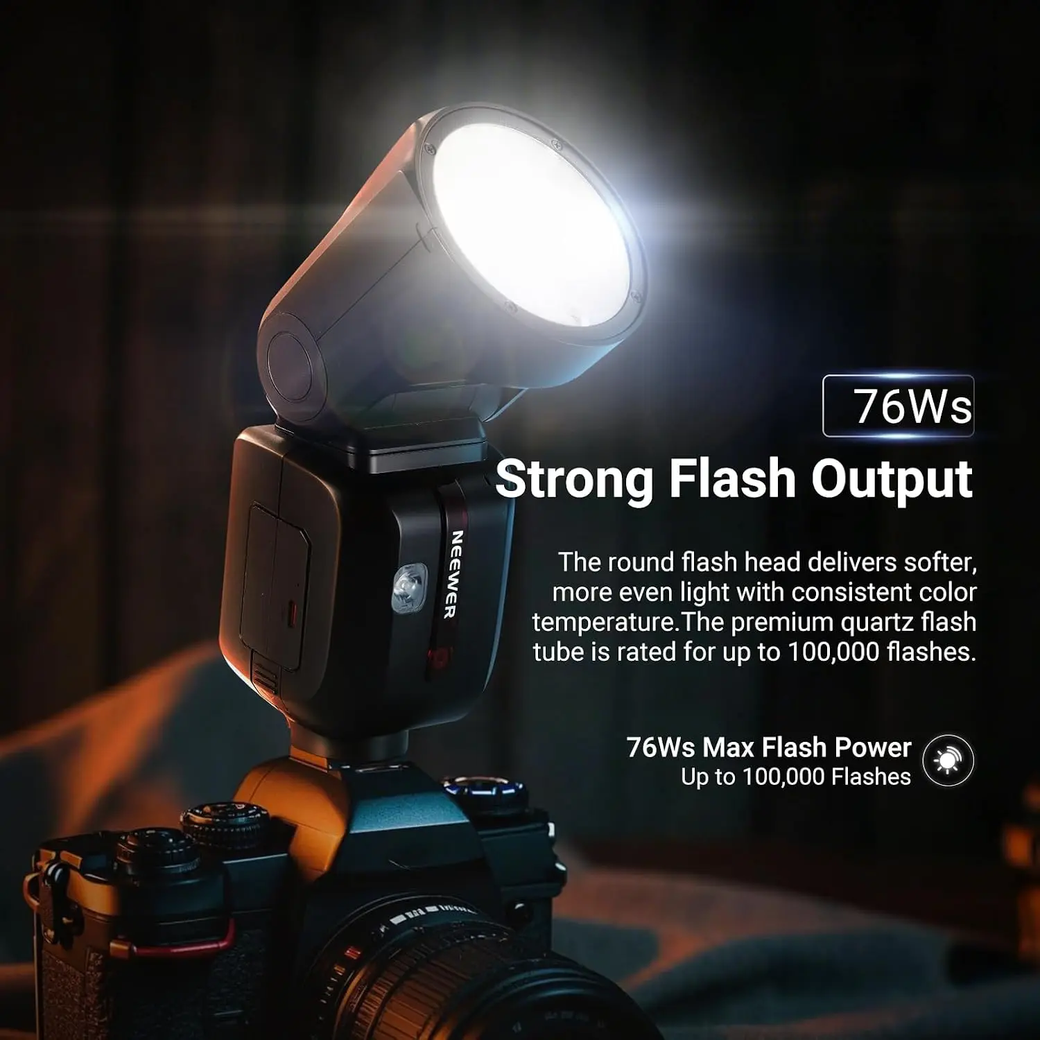 NEEWER Z2PRO 2.4G TTL Rundkopf-Blitzgerät, kompatibel mit Nikon, drahtlos kompatibel mit Godox, 76Ws 1/8000s HSS – Detail 1