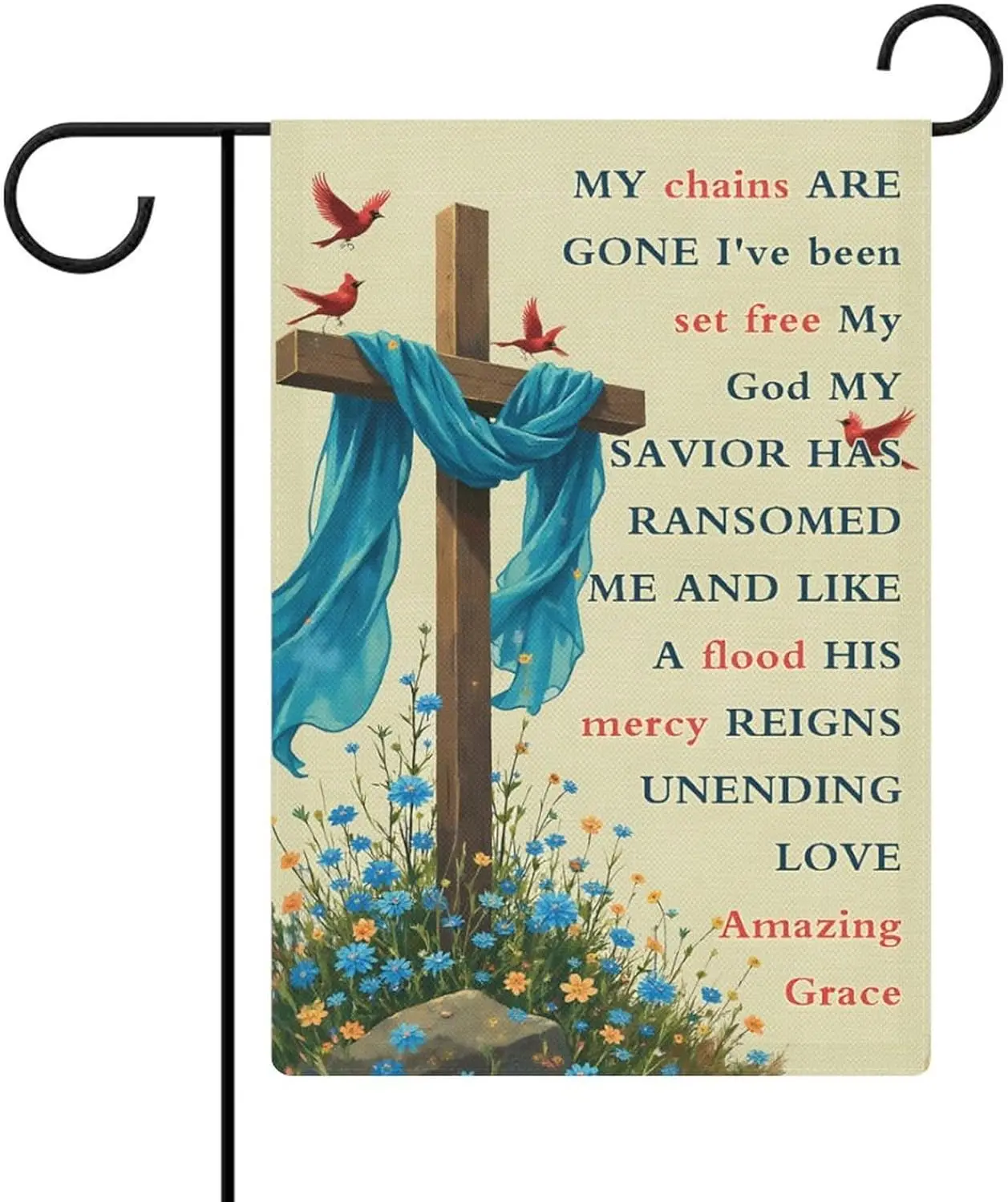 Christian Cross And Floral Garden Flag 12 X 18 Inch Double Sided Outside Outdoor Decoration DDI GGX