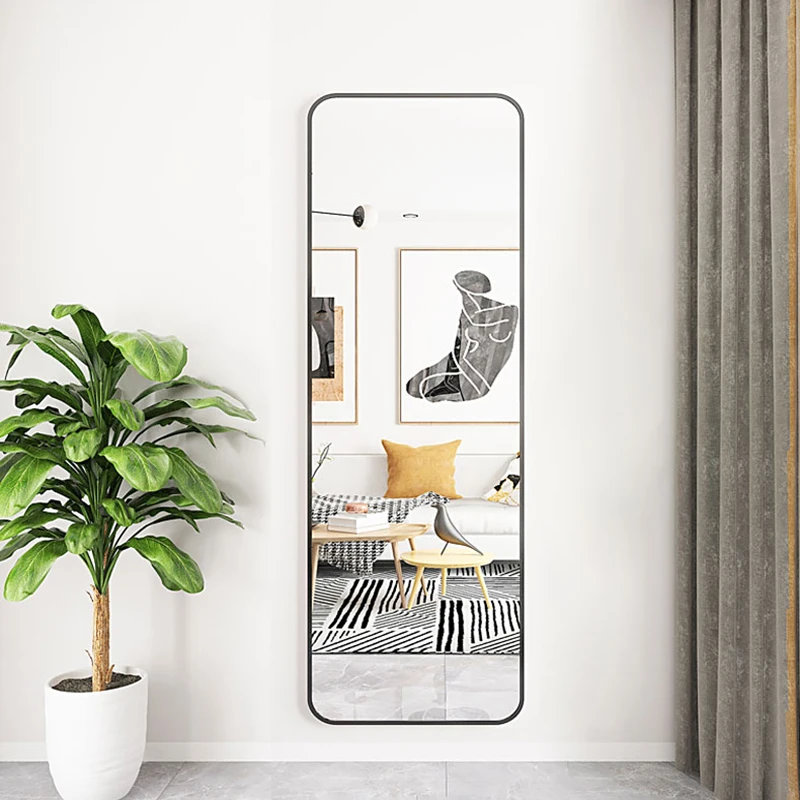 【Lifeideas】Full Length Mirror with Rounded Corners Door Hanging Black Mirror 37x147cm