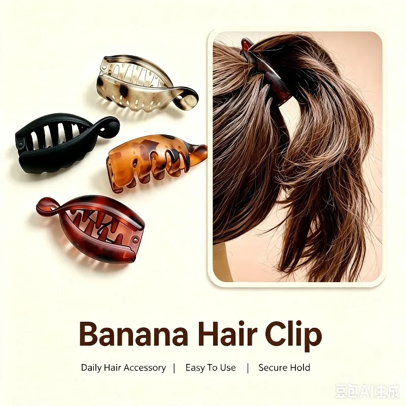 4 pcs Tortoiseshell Banana Hair Clip Fish Shaped Hairpin For Women Hairclips Hairgrips Twist Clamp Ponytail Barrettes Headwear
