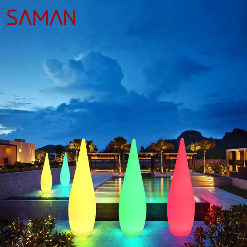 SAMAN Modern Landscape Lamp USB 16 Colors LED Remote Control Creative Water Droplet Lawn Light Waterproof IP65 for Garden