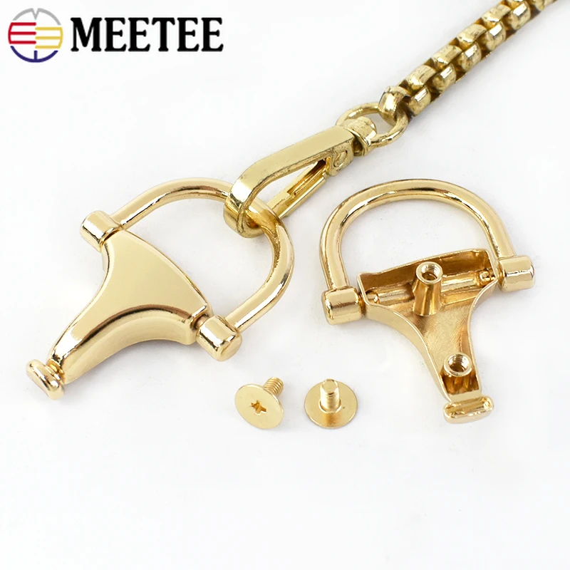 Meetee 2/4pcs Bag Side Clip Ring Buckle Metal Hanging Pendant Clasp Screw Handle Chain Hook Buckles DIY Hardware Accessories