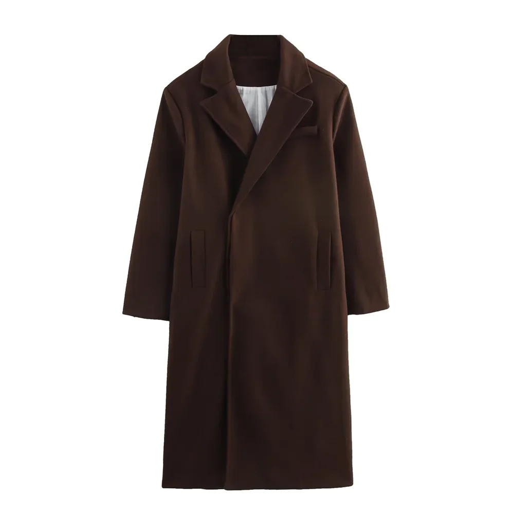 LIBIELIY LIBIELIY Women's Solid Color Coat With Collar Pocket Buckle Decoration Spring New Casual Women's Coat
