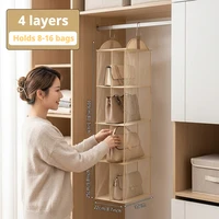handbag Organizer Closet Storage for Handbags Purse Organizer Wardrobe Hanging Bag Holder Dustproof Multi Layer Storage Rack - Image 6