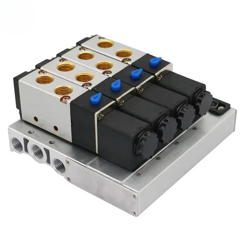 Pneumatic Solenoid Valve Manifold / Directional Control Valve 4V210-08 Aluminum Alloy General SOLENOID VALVES