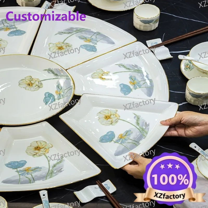 Factory Direct 2026 Top Rated Fan Bone China Dishes Platter Set