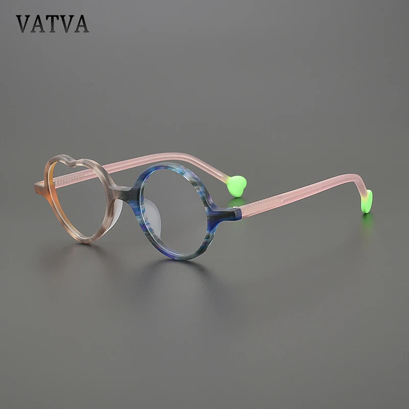 

VATVA Glasses frame Heart-shaped handmade acetate glasses frames can be equipped with myopia anti-blue light glasses unisex