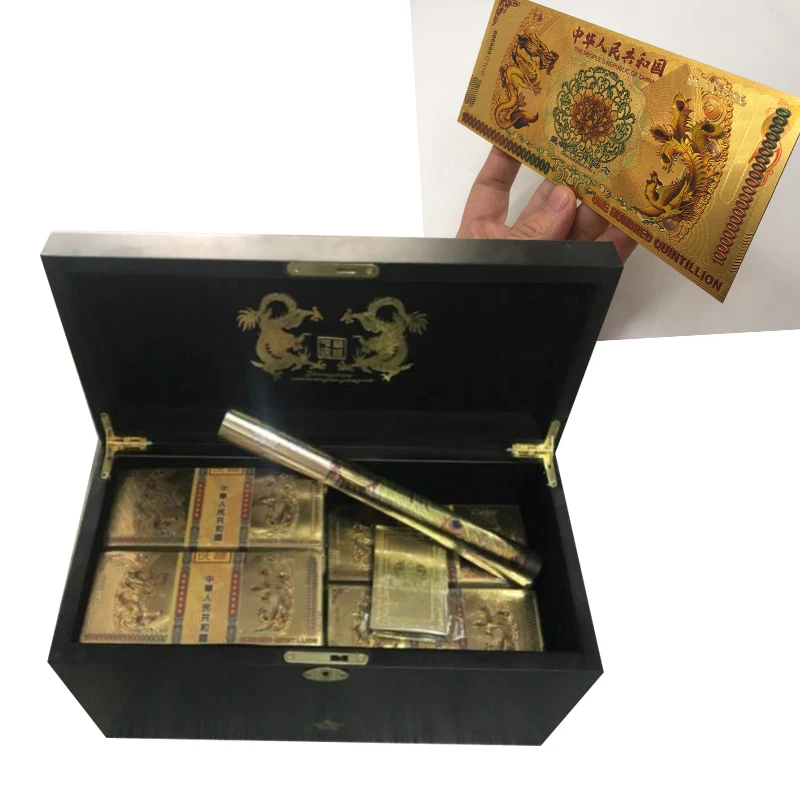 

1000 pcs Chinese Yellow Dragon Gold Banknotes One Hundred Quintillion Dollars Commemorative China Money Souvenir For Nice Gift