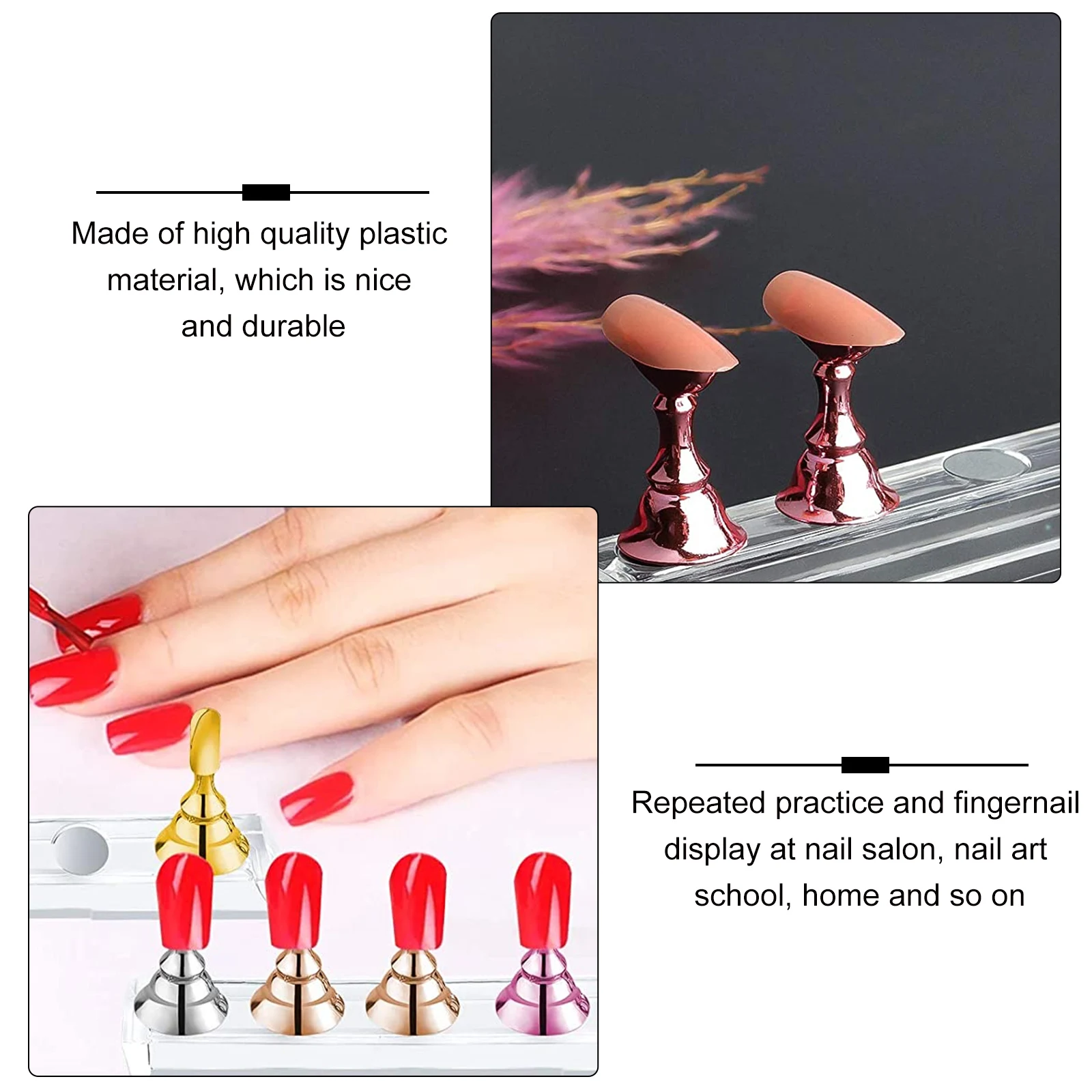 

20 Pcs Nail Art Display Stands Tips Rack False Plastic Fingernail DIY Magnetic Holder for Salon Practice Shelf Decor