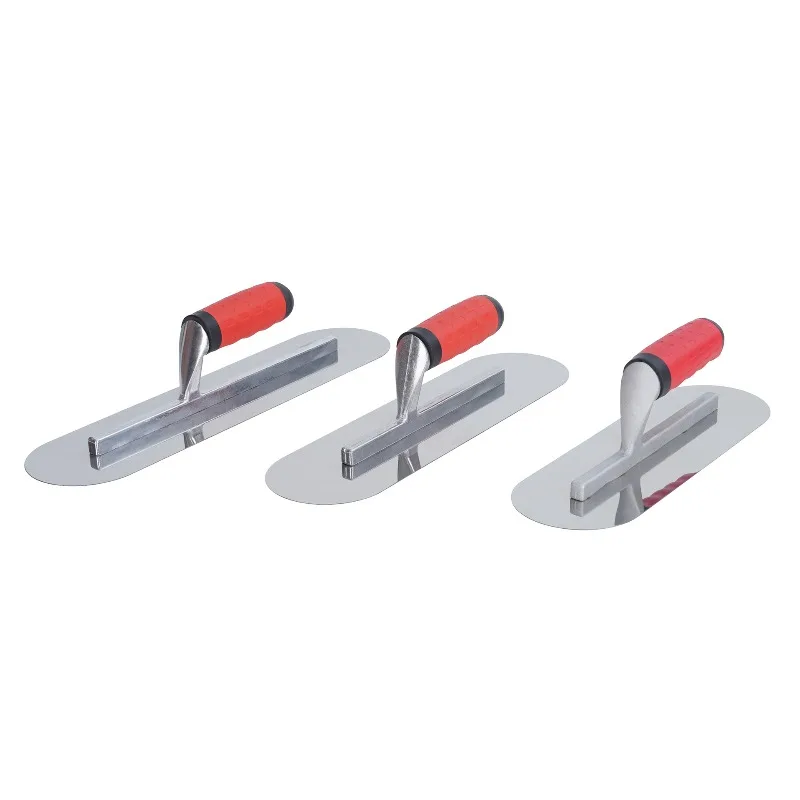 Carbon Steel Blade Plastic Handle Rounded Front Finishing Plaster Trowel Construction Concrete Spatula Tool