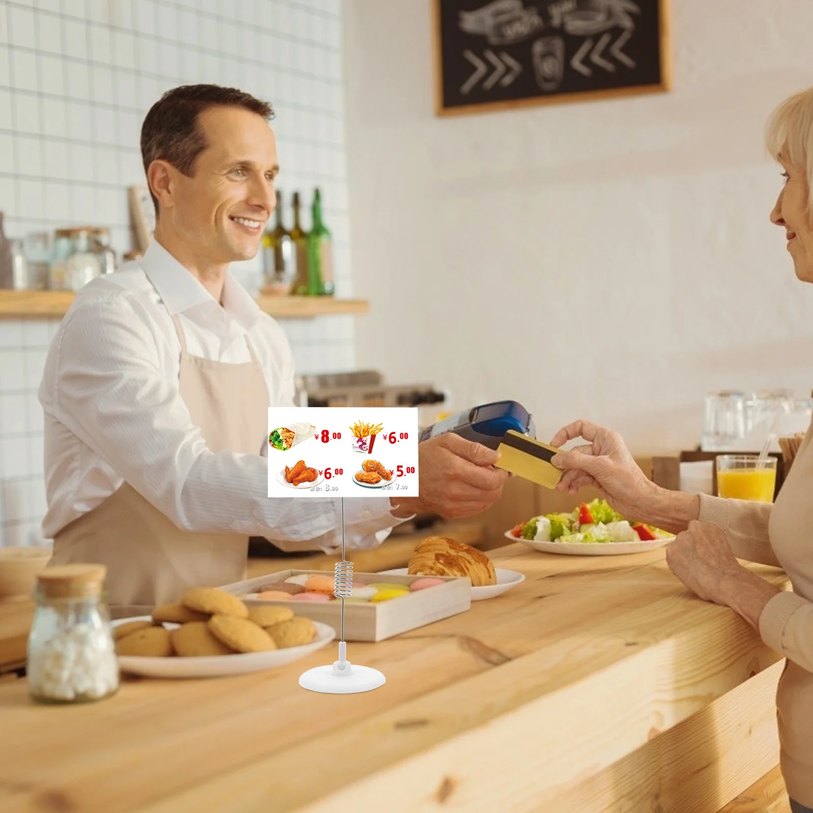 

6Pcs Adhesive Sign Holder Easy Price Tag Replacement Versatile Display Stand for Supermarkets Stores Shelf Label Holder