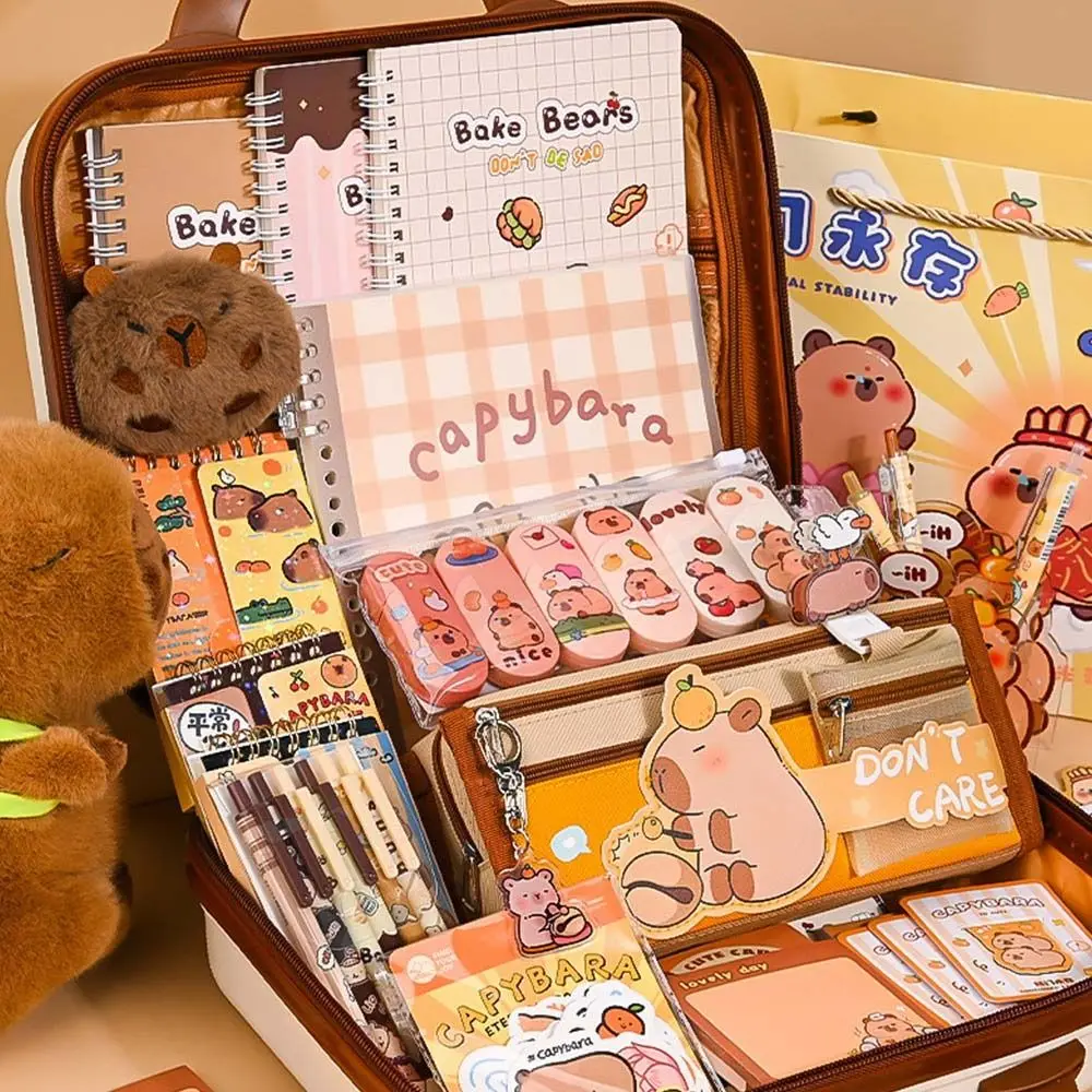 Large Capacity Gift Box Capybara Stationery Set Pencil Case Cute Study Stationery Abundant Back-to-school Gift Kit for Students