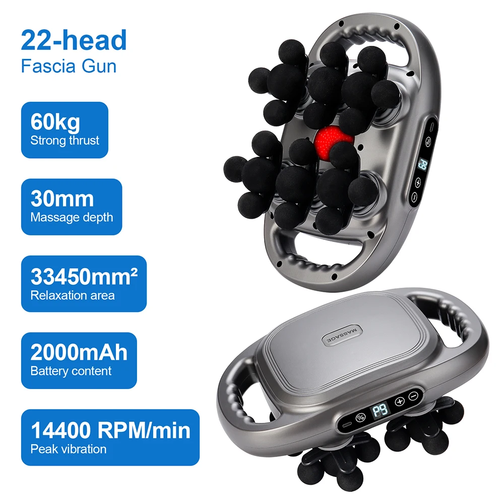 42-Heads Fascia Gun Hoogfrequente Trillingen Lichaamsmassage Gun Rug- en Taille Massager Nek Schouder Massager Spier masajeador