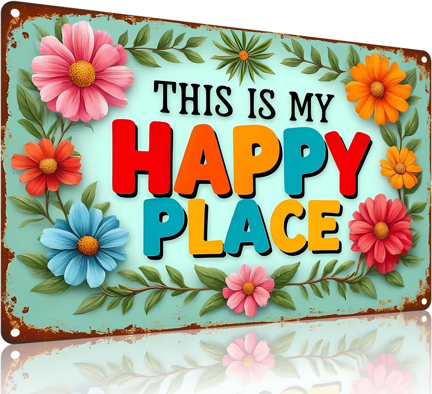 FunnySign This Is My Happy Place Tin Sign, Garden Wall Decor,   | Hang it in greenhouses, patios, porches, potting sheds, or ent