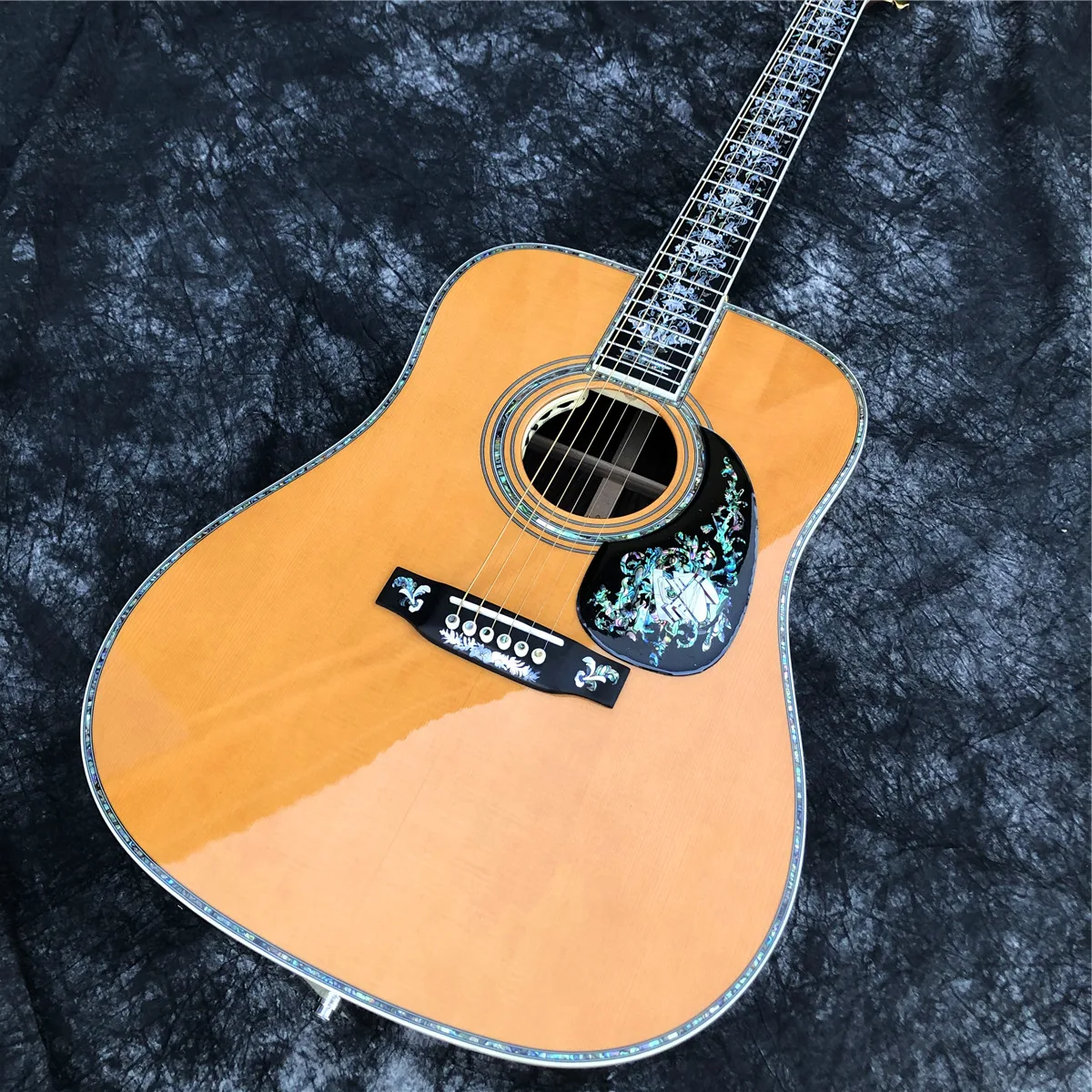 All Solid Wood D Type 100 Model Yellow Spruce Rosewood Acoustic Guitar Abalone Inlays Ebony Fingerboard Electric Guitarra