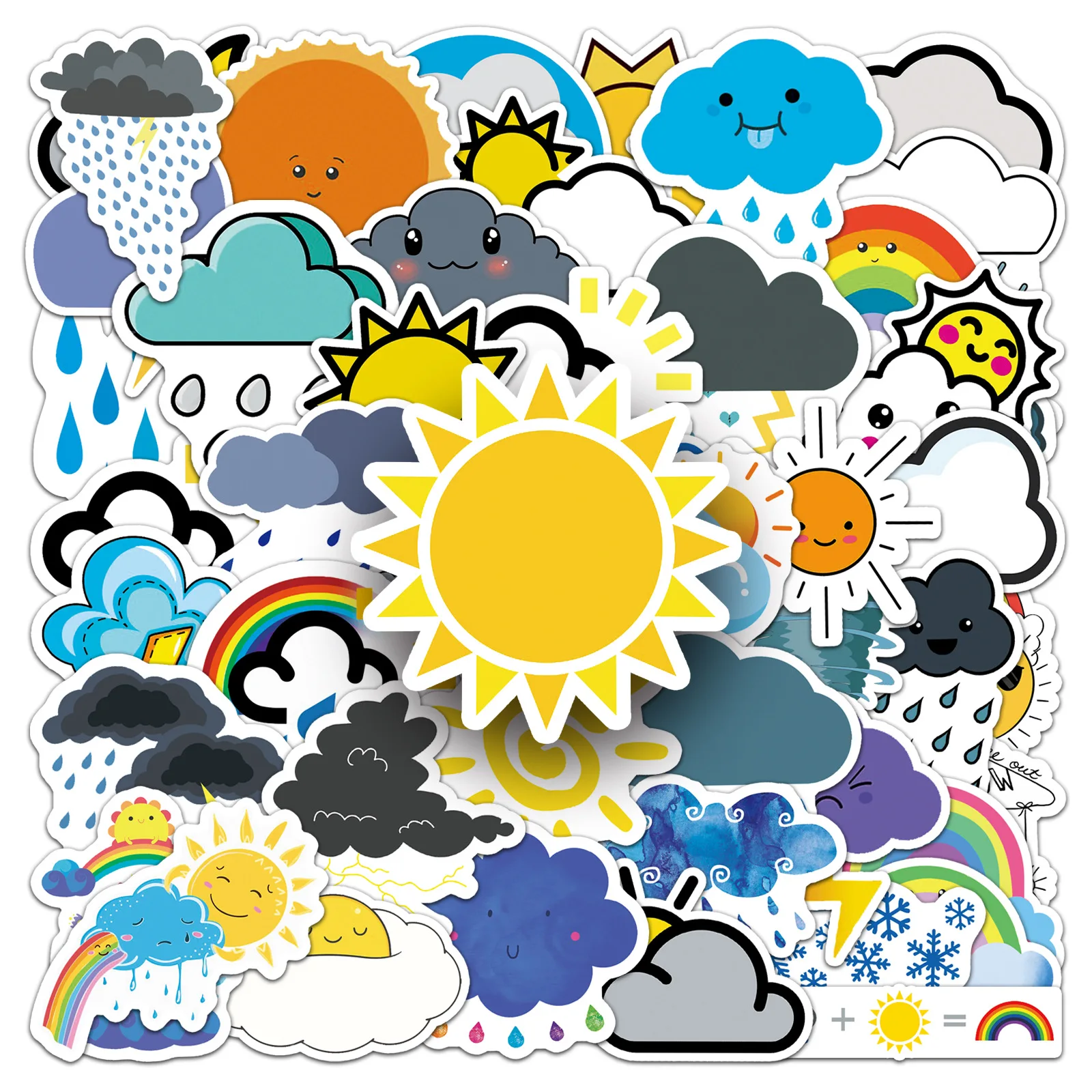 10/30/50 Cartoon Weather Graffiti Decoration Decal DIY Laptop Luggage Skateboard Phone Bike Notebook Motorcycle Toy Gift Sticker