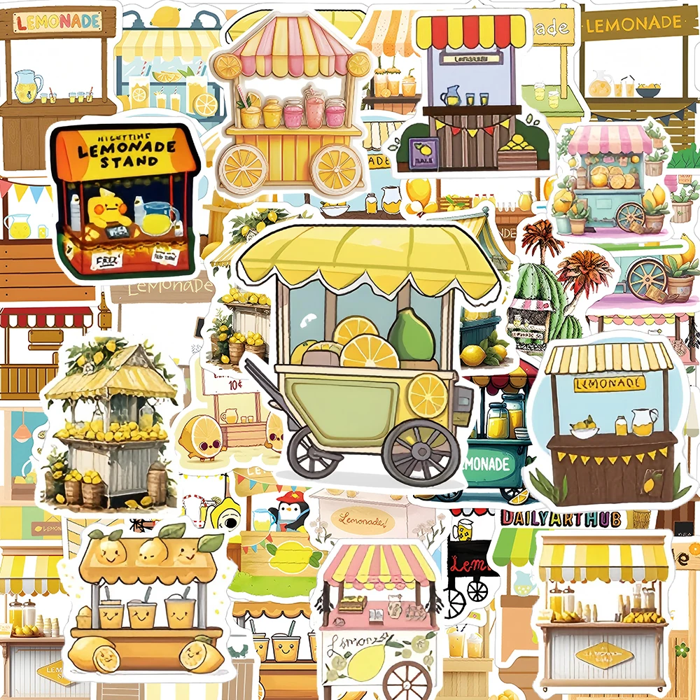

10/30/55PCS Cute Lemonade Stand Stickers Aesthetic DIY Scrapbook Notebook Phone Laptop Waterproof Graffiti Sticke Packs