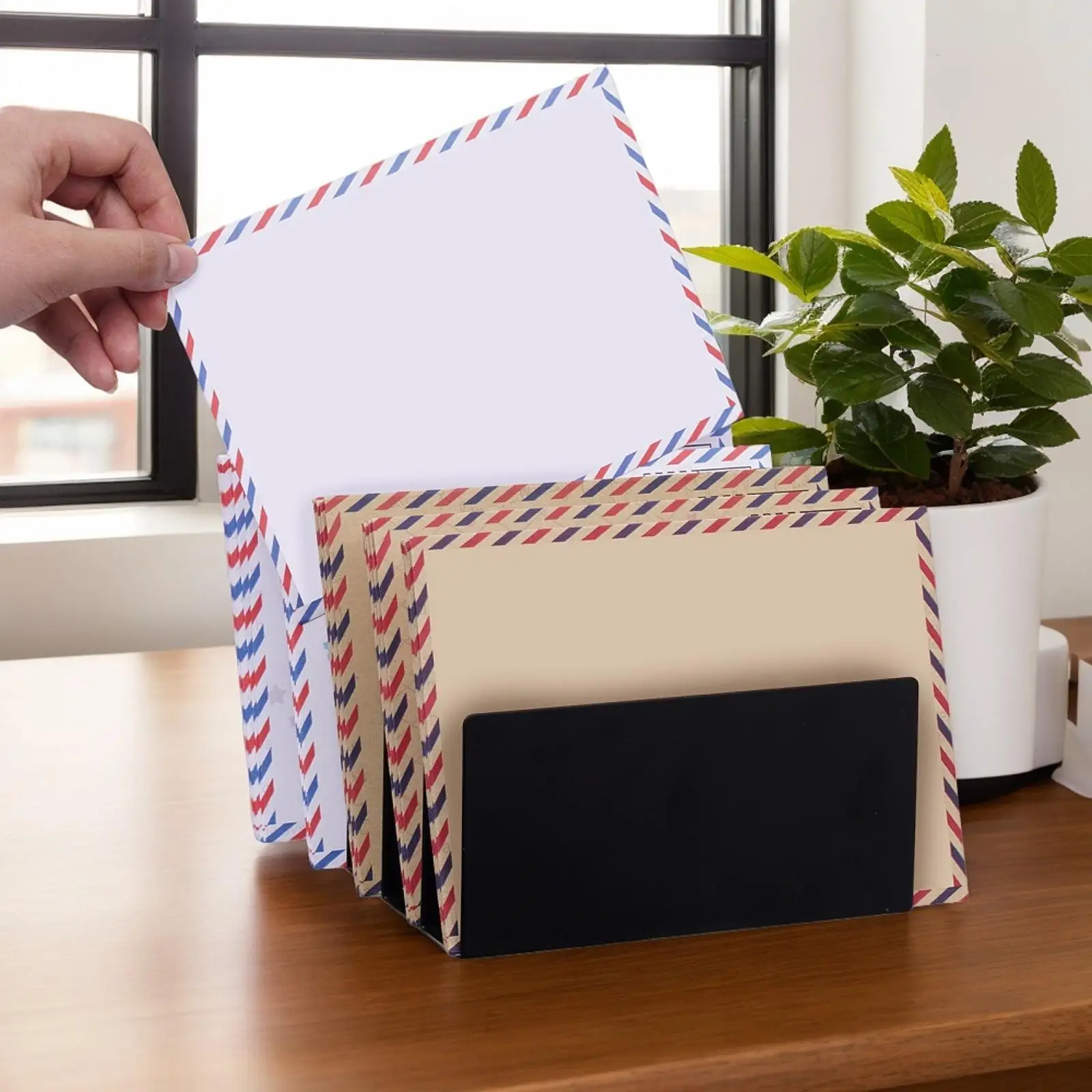 

Desk File Organizer Mail Sorter Organization Envelope Rack 5 Sections Metal Mails Storage Document Holder for Office Accessories