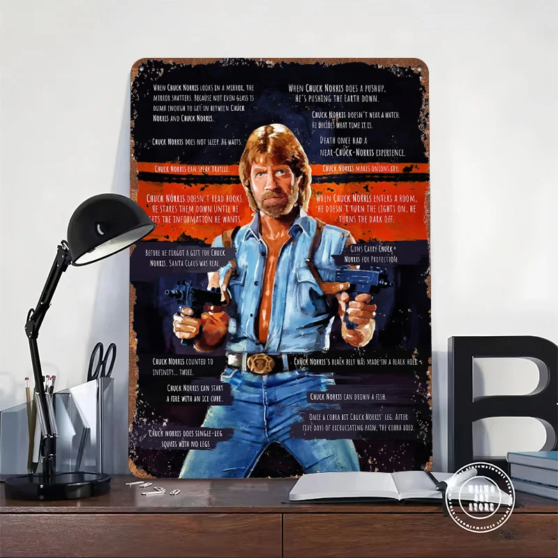 Chuck Norris Memes Metal Poster Customized Wall Art Retro Vintage Metal Signs for Man Cave Gaming Room Decoration Cozy Wand Deko