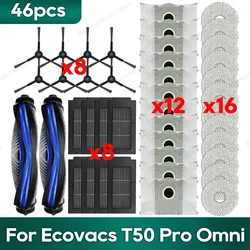 Compatible for Ecovacs T50 Pro Omni / T50 PRO Omni Gen2 Accessories Main Side Brush Hepa Filter Rag Dust Bag