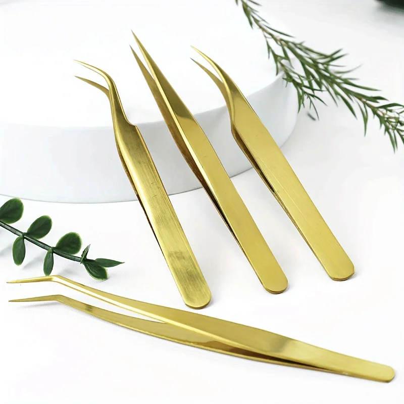 Stainless Steel Eyelash Tweezers Set High Precision Lash Curlers, Transplant Eyebrow Tools for Beginners Beauty Tools