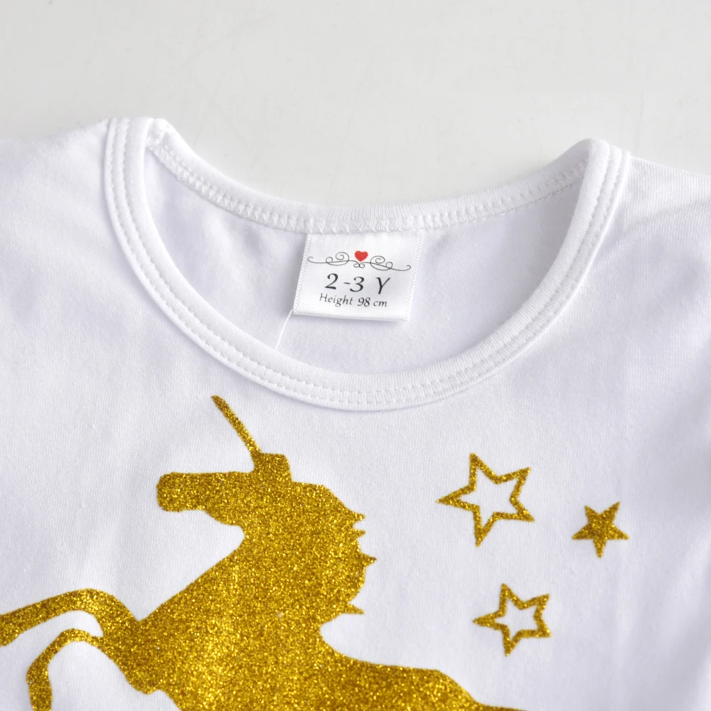 VIKITA Mädchen Licorne Print Kleid Mädchen Flare Hülse Sommer Kleider Kinder Geburtstag Party Patchwork Prinzessin Elegante Süße Kleider – Detail 6