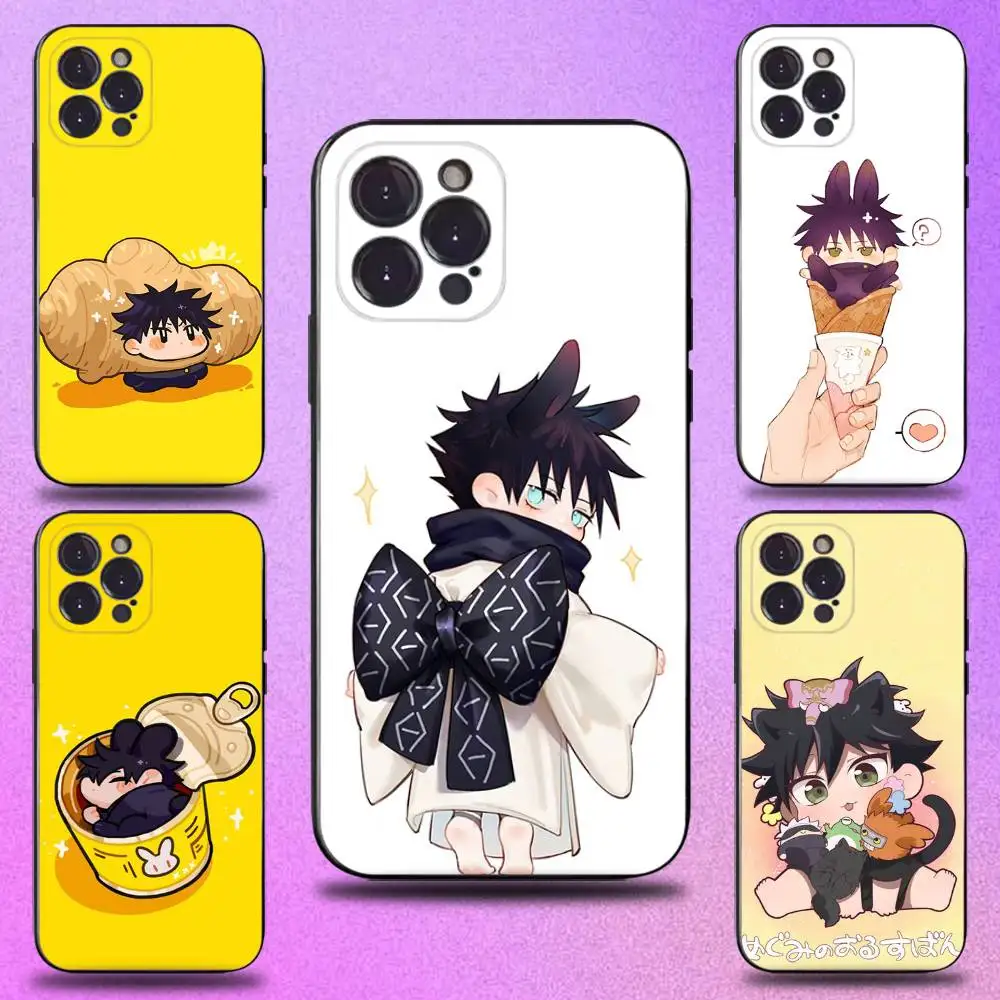

Cartoon Fushiguro Megumi Phone Case For iPhone 16,15,14,13,12,11 Plus,Pro Max,XS,X,XR,SE,Mini,8,7,Soft Silicone Black Cover
