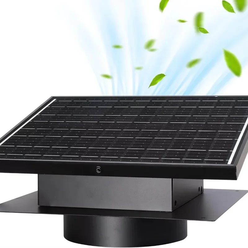 Solar Attic Exhaust Fan Plastic Blades Energy Saving Roof Ventilator Home Commercial Use