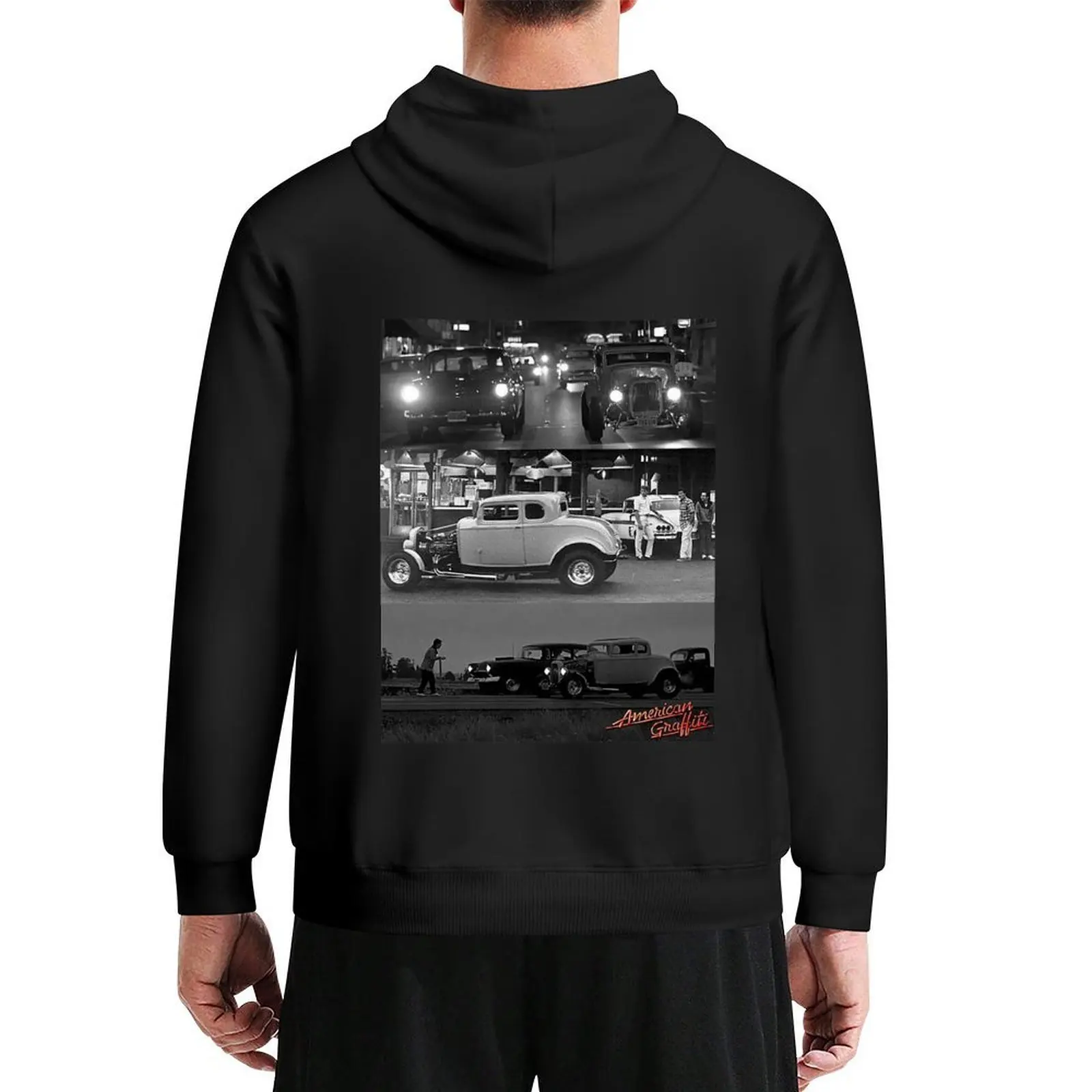 

American Graffiti Black & White Hoodie clothes for men korean clothes autumn clothes new hoodies and sweatshirts