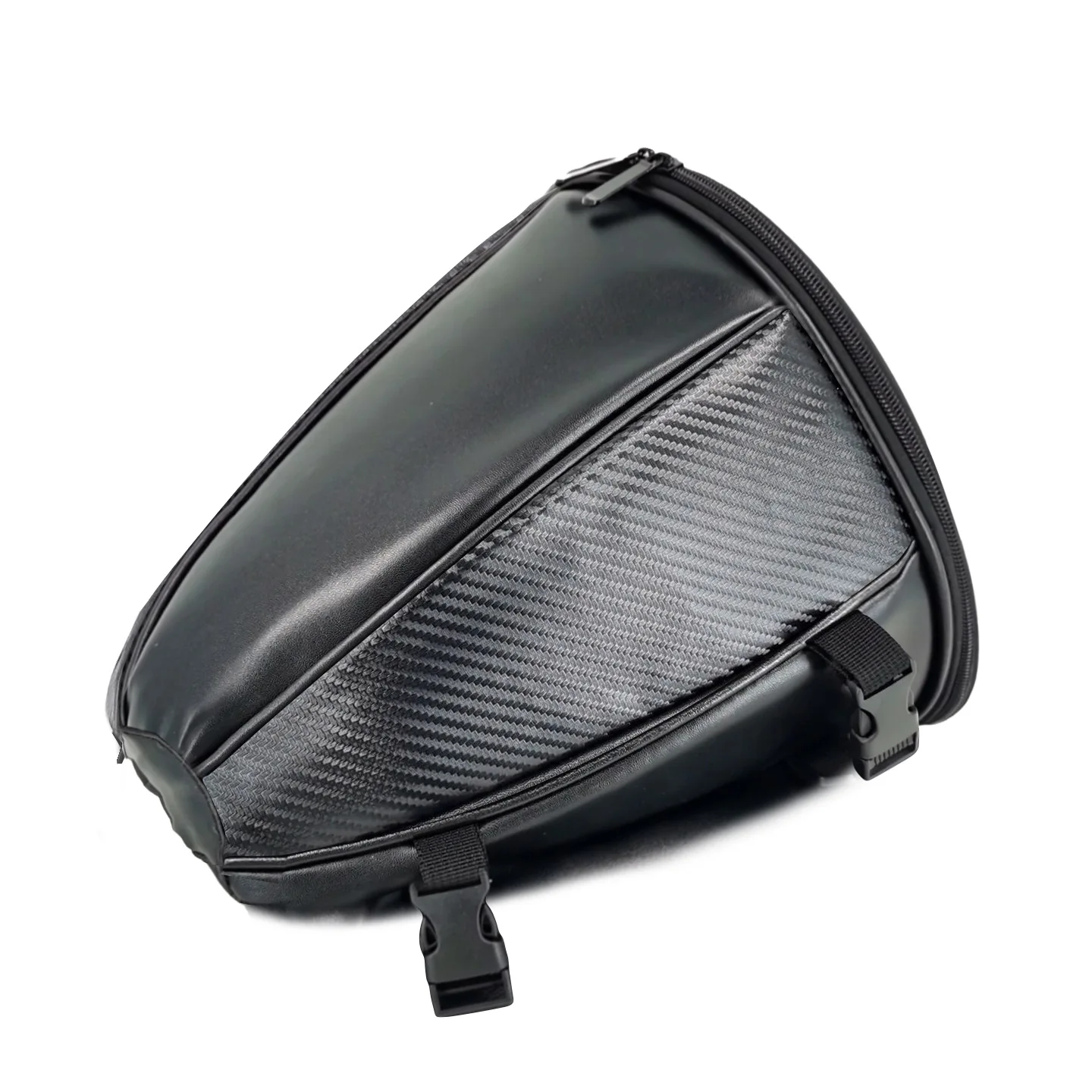 Motorcycle Waterproof Tail Bag 28x28x25cm PU Tank Bag Rear Seat Storage Bag with 2 Fixing Straps for Motorbike Travel and Daily
