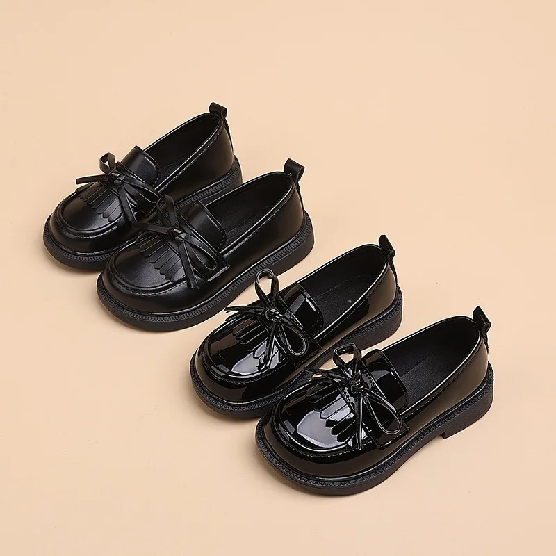 Girl Princess Campus Shoe2026Four Seasons New Korean Edition Child High Heel FashionGirl Soft Soled Student Fashion Leather Shoe