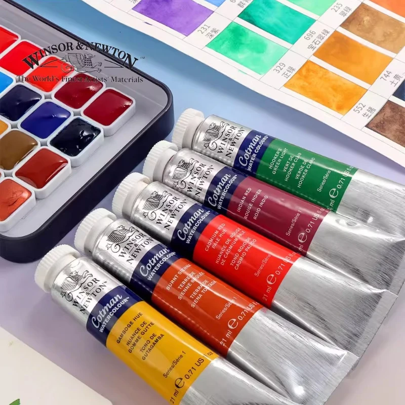 WINSOR&NEWTON Cotman Watercolor Paint 24/48 Color Portable Watercolor Box College Student Travel Painting Art Supplies