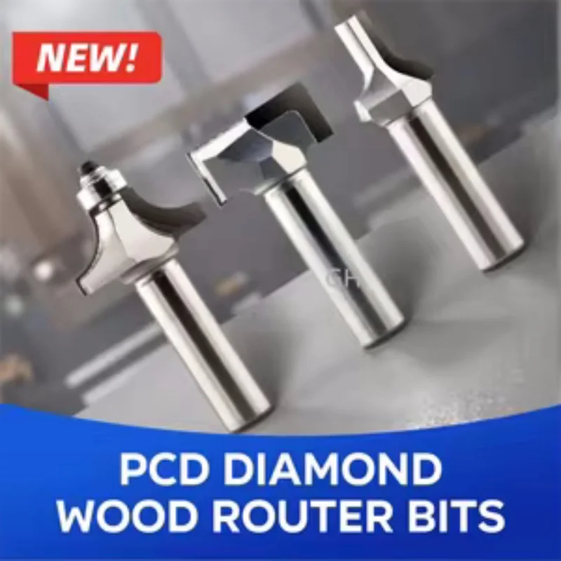 

Diamond PCD Router Bits Chamfer Round Cutter Woodworking Trimming Engraving Cleaning Slotting Door Knob Milling Tool