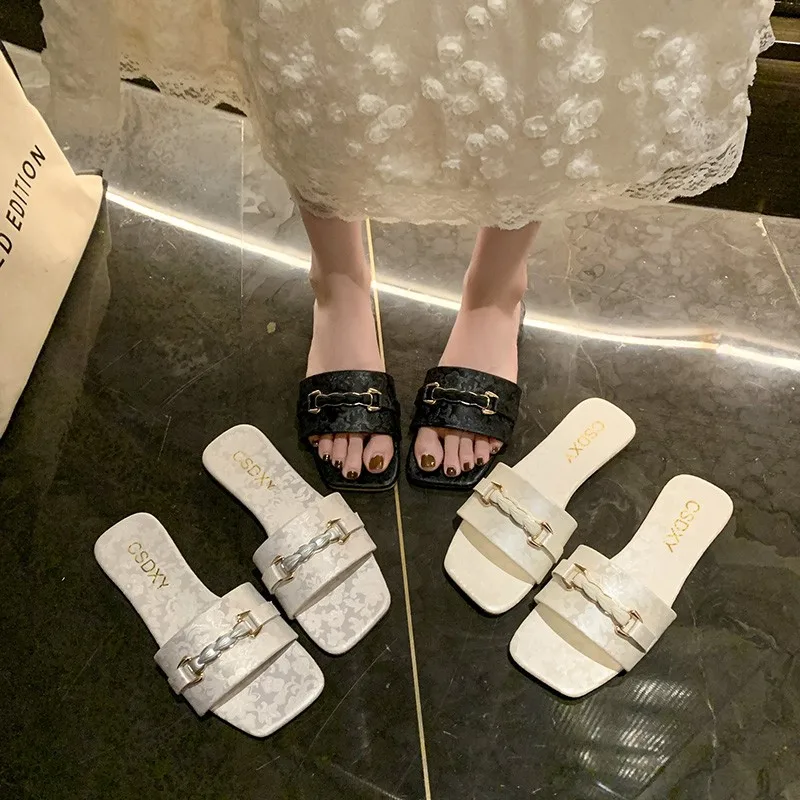 Luxury Summer Slippers for Women Flat Outdoor Trendy Beach Sandals Women's Flip Flops Brand Design Slippers for Women Plus Size image 5