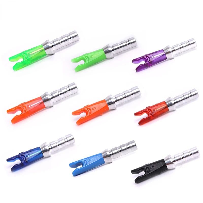 36pcs Arrow Pin Nocks Size S Arrow Nock +Aluminum Pin For ID 3.2 mm Carbon Arrow Shaft DIY Archery Accessories