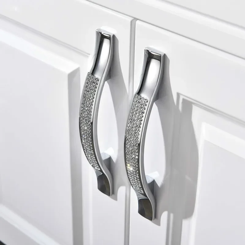 1PC Home Kitchen Decor Modern Diamond Knobs Crystal Drawer Cabinet Cupboard Wardrobe Door Handle Pulls Home Improvements
