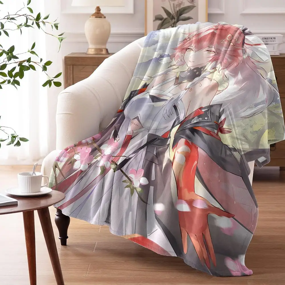 Wuthering Waves Changli Throw Flannel AC Blanket Lightweight Summer Nap Throw Cozy Blanket for Sofa Bed Travel Home