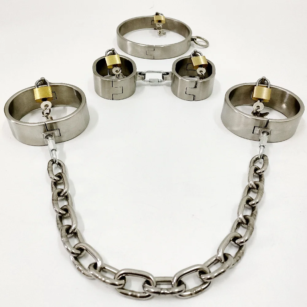 Alternative Erotic Lightweight 304 Stainless Steel Pin Lock Handcuffs Ankle Cuffs Couple Erotic BDSM