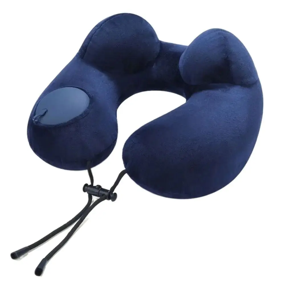 Travesseiro portátil em forma de U, design de corcunda dupla, travesseiro de pescoço inflável, travesseiro de viagem ergonômico
