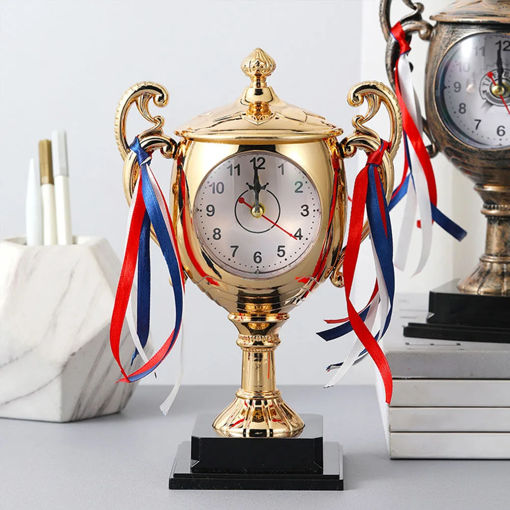 

1pc Trophy-Shape Desktop Clock Sturdy Creative Design Accurate Timekeeping Home Bedroom Decor Tabletop Alarm Clock