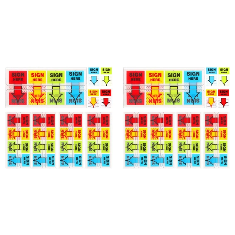 1000Pcs Sign Here Stickers,Labels Stickers Adhesive Sign Here Tabs Sign Post Here Flags For Home Office (4 Colors)