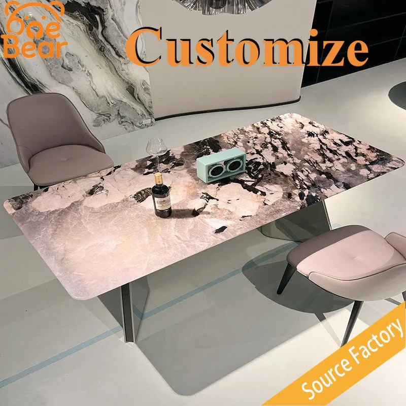 Italian Style Marble Dining Table Exquisite Vein Stone Top Premium Furniture for Upscale Home Decoration
