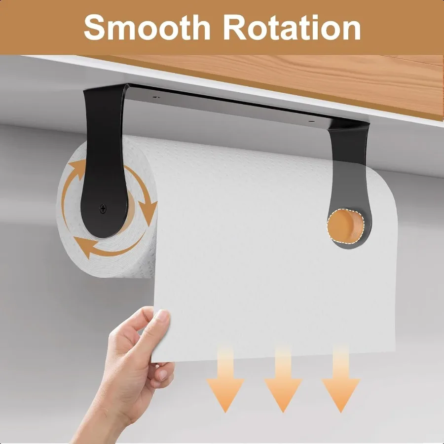 Porta asciugamani di carta sotto l'armadio Porta asciugamani di carta per montaggio a parete in acciaio inossidabile nero per adesivo o viti da cucina e bagno